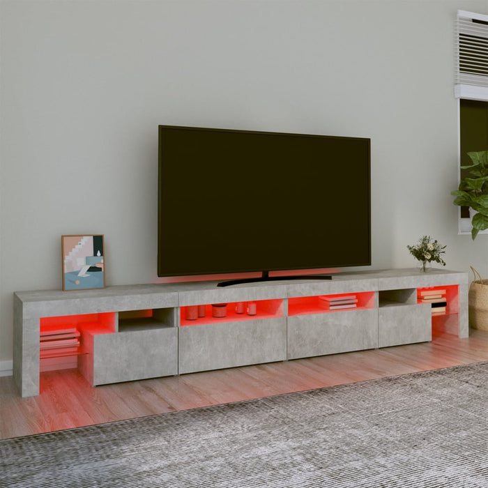 Comodă TV cu lumini LED, gri beton, 260x36,5x40cm - WALTI WALTI