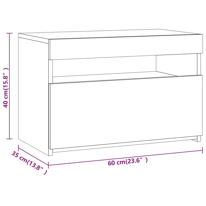 Noptiere cu lumini LED, gri sonoma, 60x35x40 cm WALTI