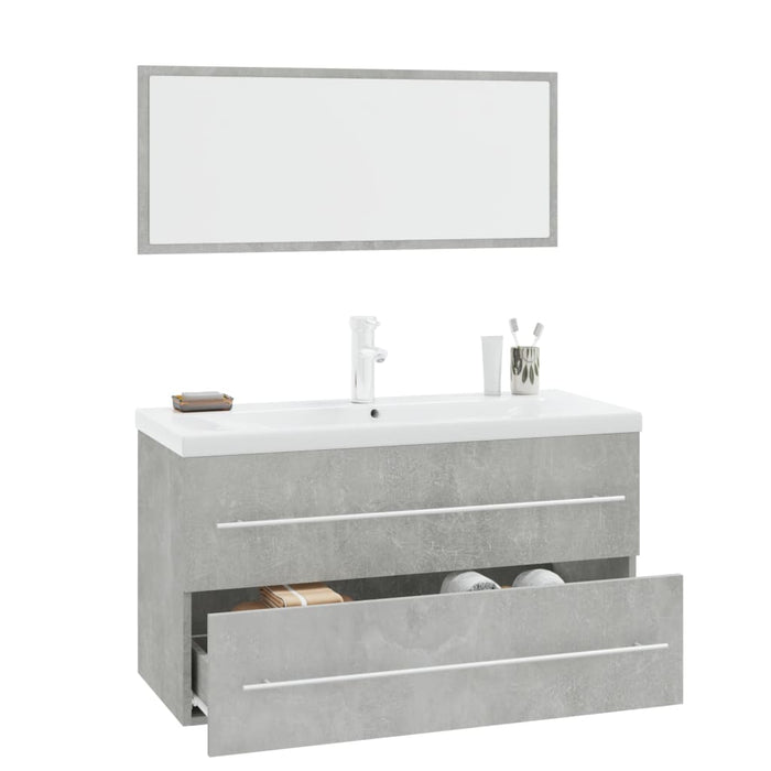Set mobilier de baie, 3 piese, gri beton - WALTI WALTI