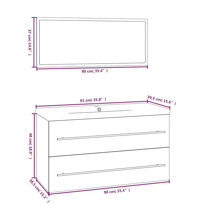 Set mobilier de baie, 3 piese, gri beton - WALTI WALTI