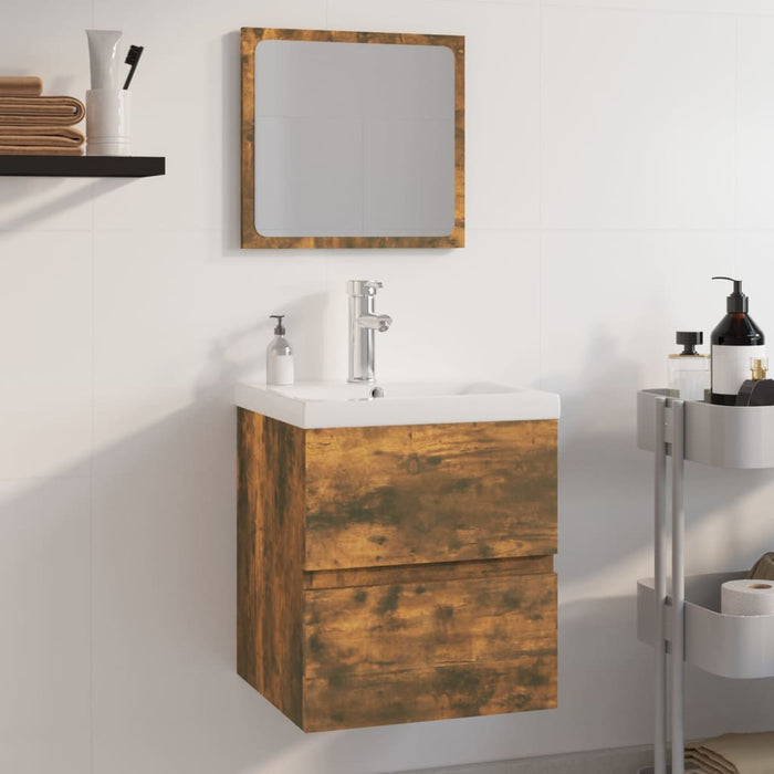 Set de mobilier de baie, stejar fumuriu, lemn prelucrat - WALTI WALTI