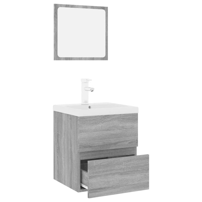 Set de mobilier de baie, gri sonoma, lemn prelucrat - WALTI WALTI