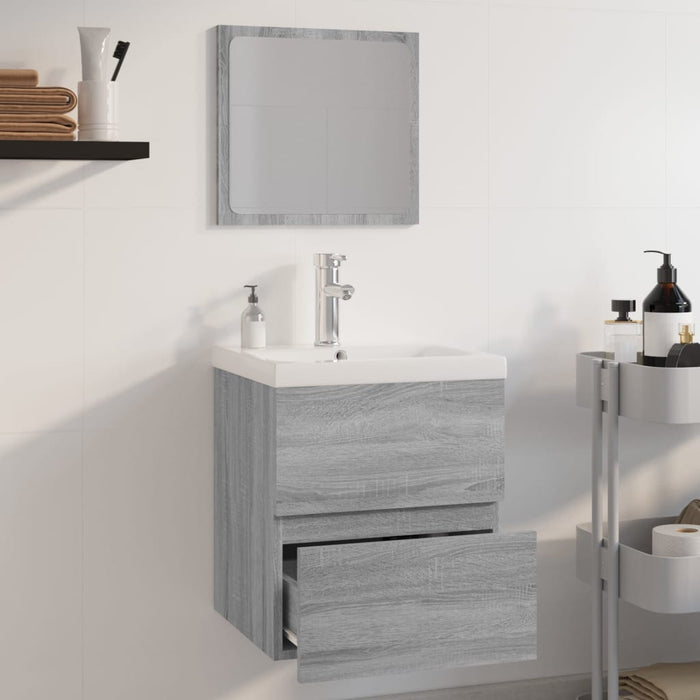 Set de mobilier de baie, gri sonoma, lemn prelucrat - WALTI WALTI