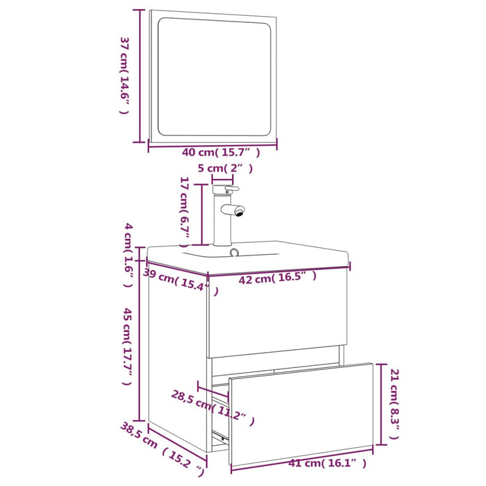 Set de mobilier de baie, gri sonoma, lemn prelucrat - WALTI WALTI