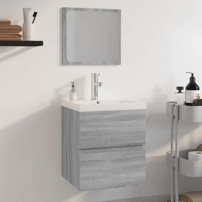 Set de mobilier de baie, gri sonoma, lemn prelucrat - WALTI WALTI