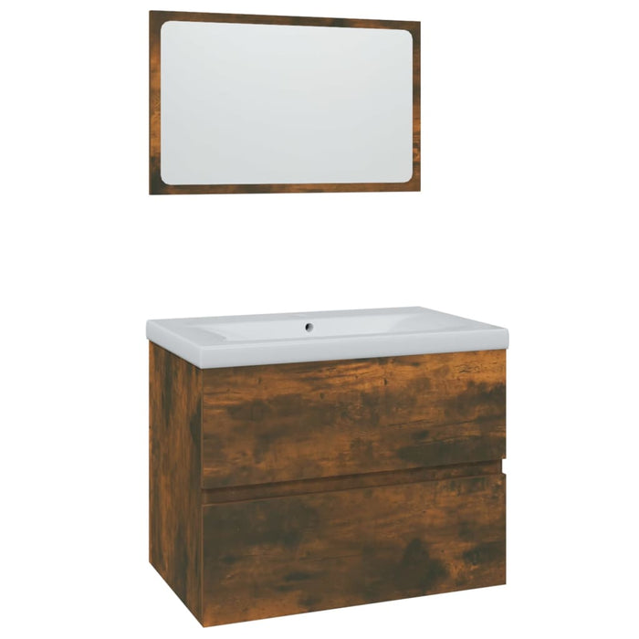 Set de mobilier de baie, stejar fumuriu, lemn prelucrat - WALTI WALTI