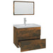Set de mobilier de baie, stejar fumuriu, lemn prelucrat - WALTI WALTI