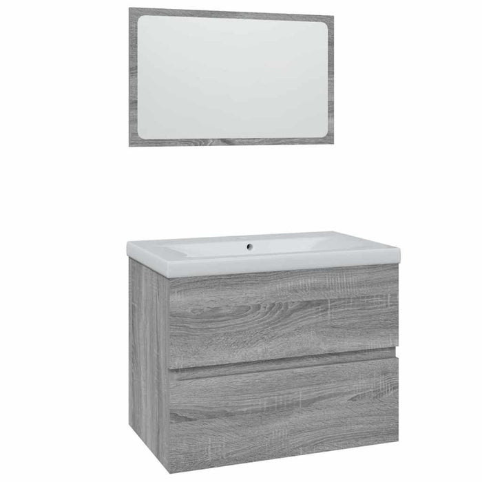 Set de mobilier de baie, gri sonoma, lemn prelucrat - WALTI WALTI