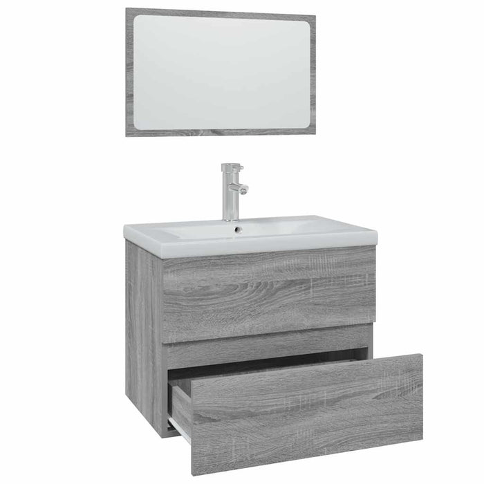 Set de mobilier de baie, gri sonoma, lemn prelucrat - WALTI WALTI