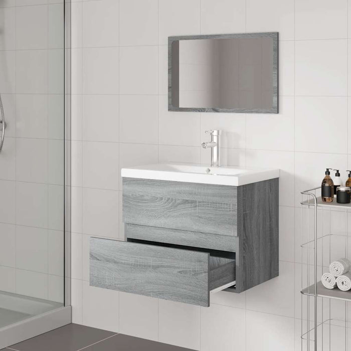 Set de mobilier de baie, gri sonoma, lemn prelucrat - WALTI WALTI