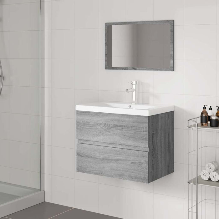 Set de mobilier de baie, gri sonoma, lemn prelucrat - WALTI WALTI
