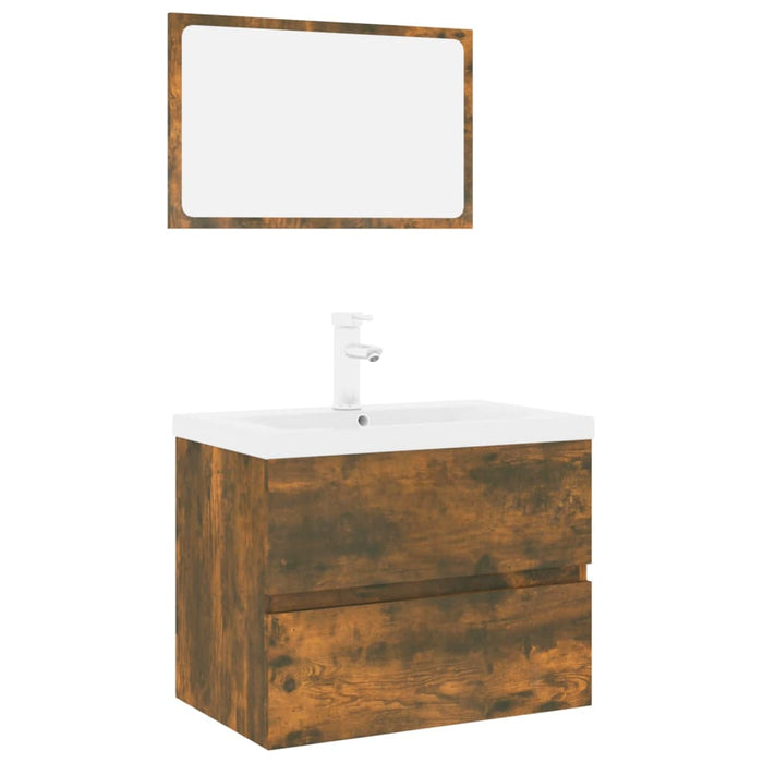 Set de mobilier de baie, stejar fumuriu, lemn prelucrat - WALTI WALTI