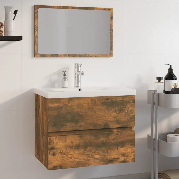 Set de mobilier de baie, stejar fumuriu, lemn prelucrat - WALTI WALTI