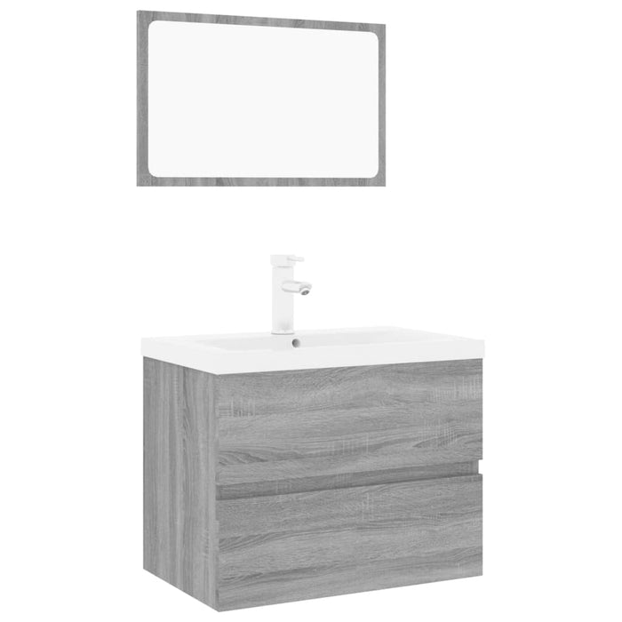 Set de mobilier de baie, gri sonoma, lemn prelucrat - WALTI WALTI