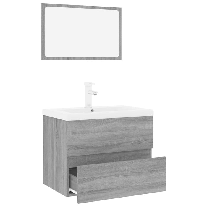 Set de mobilier de baie, gri sonoma, lemn prelucrat - WALTI WALTI