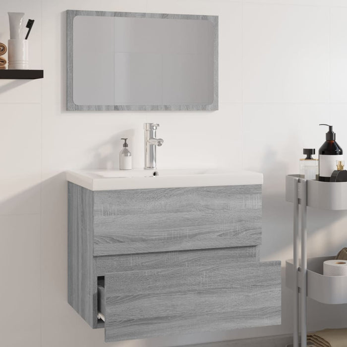 Set de mobilier de baie, gri sonoma, lemn prelucrat - WALTI WALTI