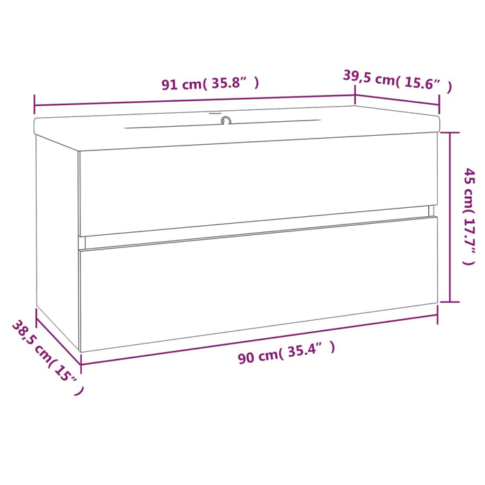 Dulap de chiuvetă cu bazin încorporat gri sonoma lemn prelucrat WALTI