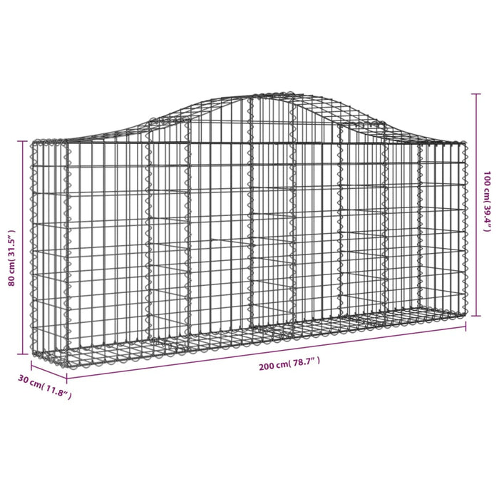 Coș gabion arcuit 200x30x80/100 cm fier galvanizat - WALTI WALTI