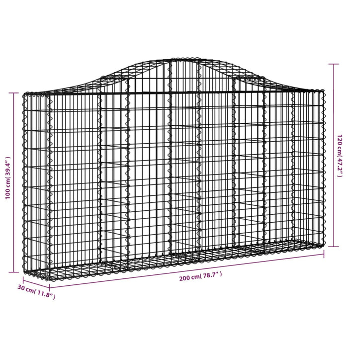 Coș gabion arcuit 200x30x100/120 cm fier galvanizat - WALTI WALTI