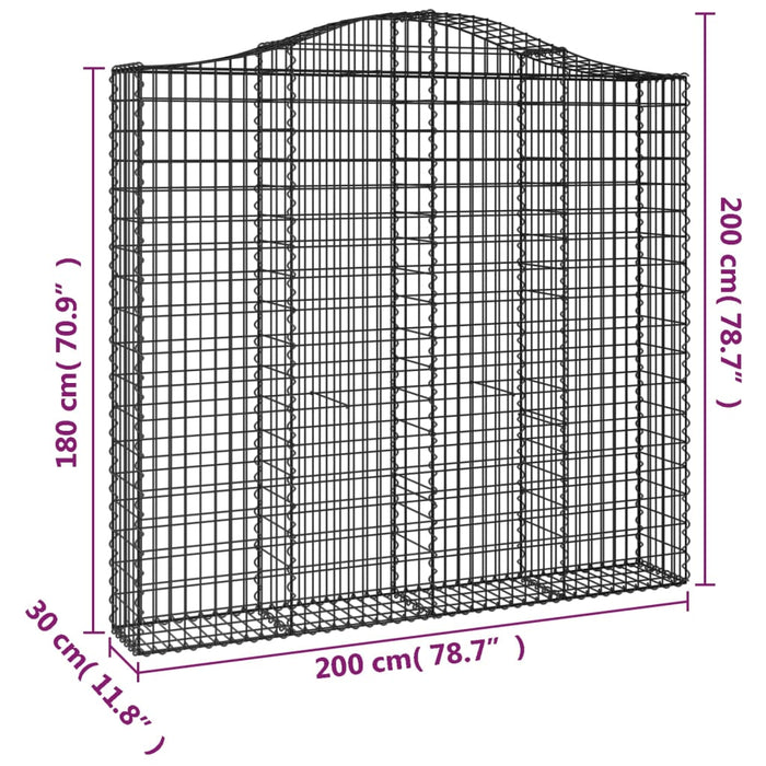 Coș gabion arcuit, 200x30x180/200cm, fier galvanizat - WALTI WALTI