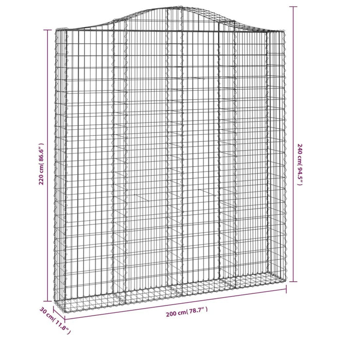 Coș gabion arcuit, 200x30x220/240, fier galvanizat - WALTI WALTI