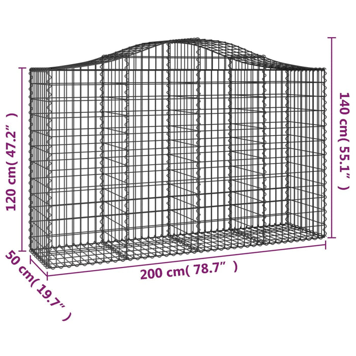 Coș gabion arcuit 200x50x120/140 cm fier galvanizat - WALTI WALTI