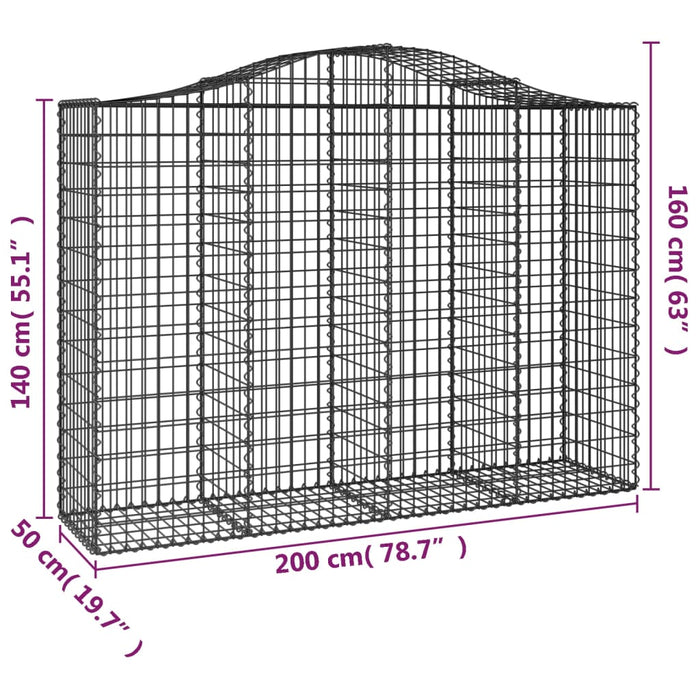 Coș gabion arcuit, 200x50x140/160 cm, fier galvanizat - WALTI WALTI