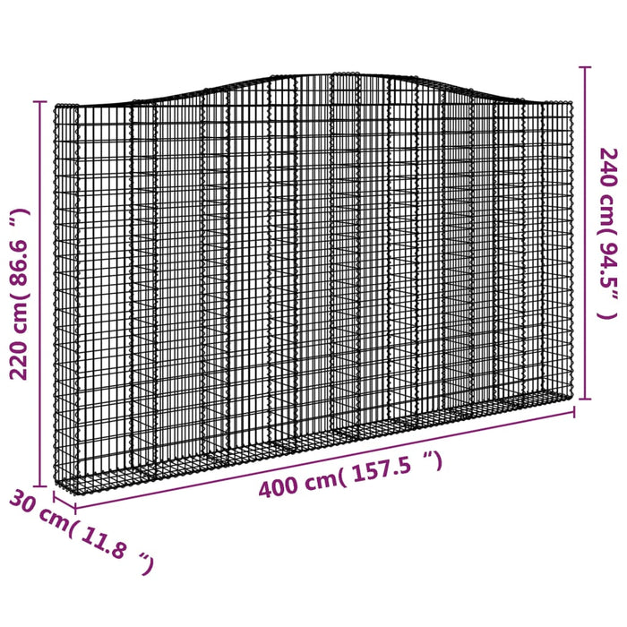 Coș gabion arcuit 400x30x220/240 cm fier galvanizat - WALTI WALTI