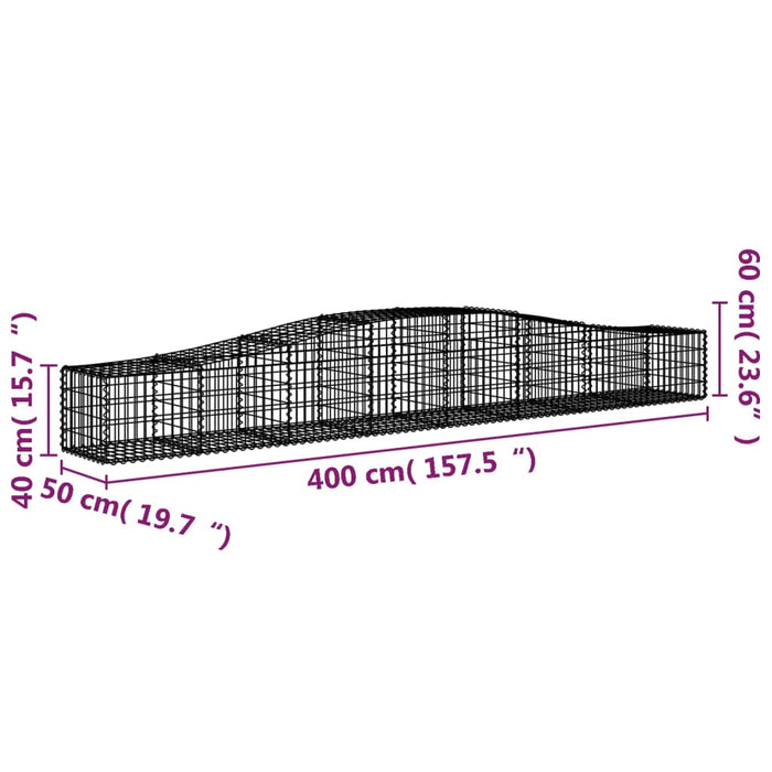 Coș gabion arcuit 400x50x40/60 cm fier galvanizat - WALTI WALTI