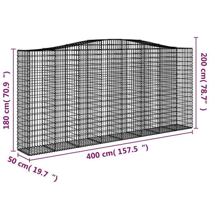 Coș gabion arcuit, 400x50x180/200 cm, fier galvanizat - WALTI WALTI
