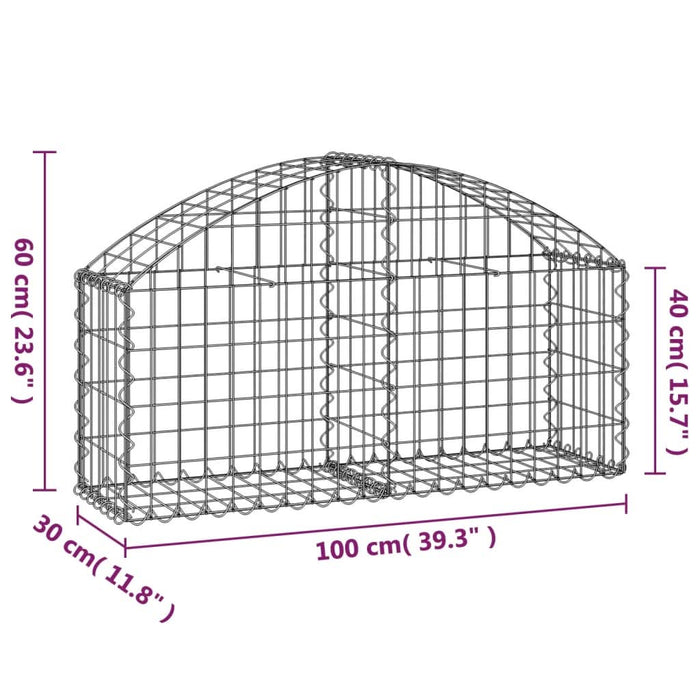 Coș gabion arcuit, 100x30x40/60 cm, fier galvanizat - WALTI WALTI