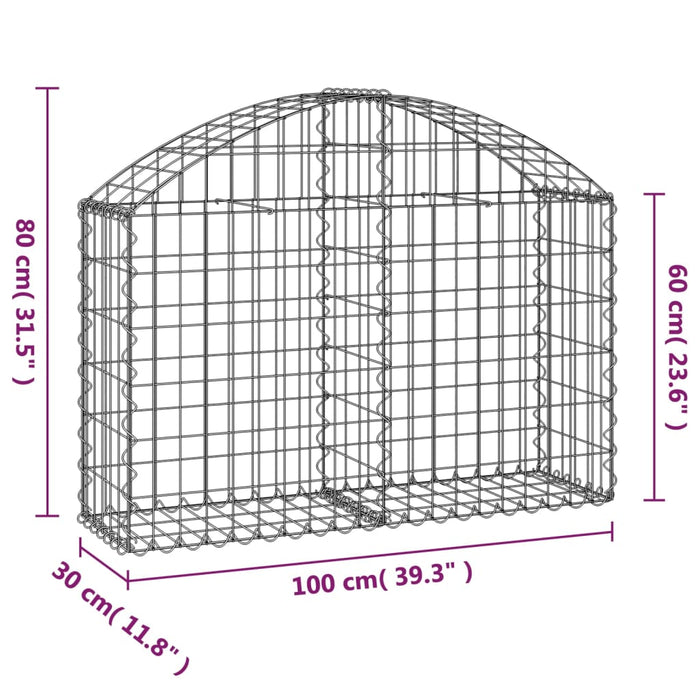 Coș gabion arcuit, 100x30x60/80 cm, fier galvanizat - WALTI WALTI
