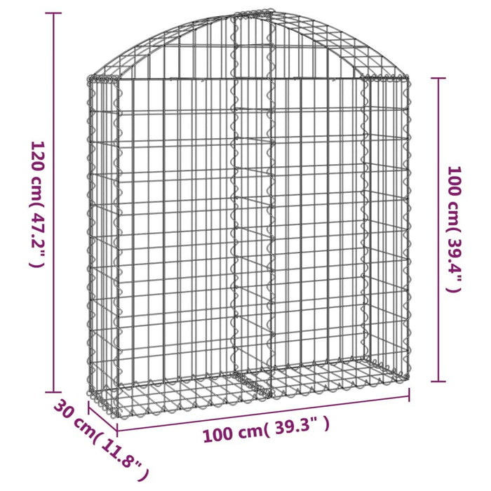 Coș gabion arcuit, 100x30x100/120 cm, fier galvanizat - WALTI WALTI