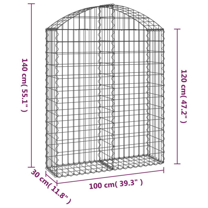 Coș gabion arcuit, 100x30x120/140 cm, fier galvanizat - WALTI WALTI