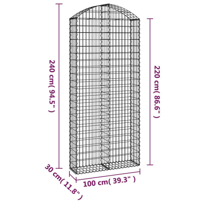 Coș gabion arcuit, 100x30x220/240 cm, fier galvanizat - WALTI WALTI