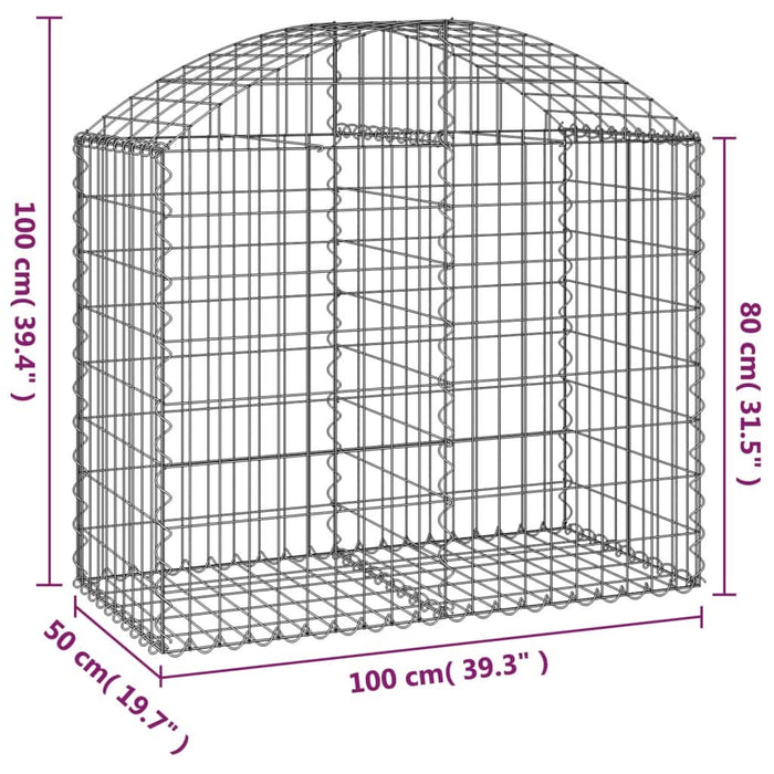 Coș gabion arcuit, 100x50x80/100 cm, fier galvanizat - WALTI WALTI