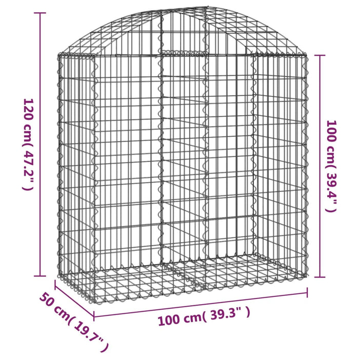 Coș gabion arcuit, 100x50x100/120 cm, fier galvanizat - WALTI WALTI