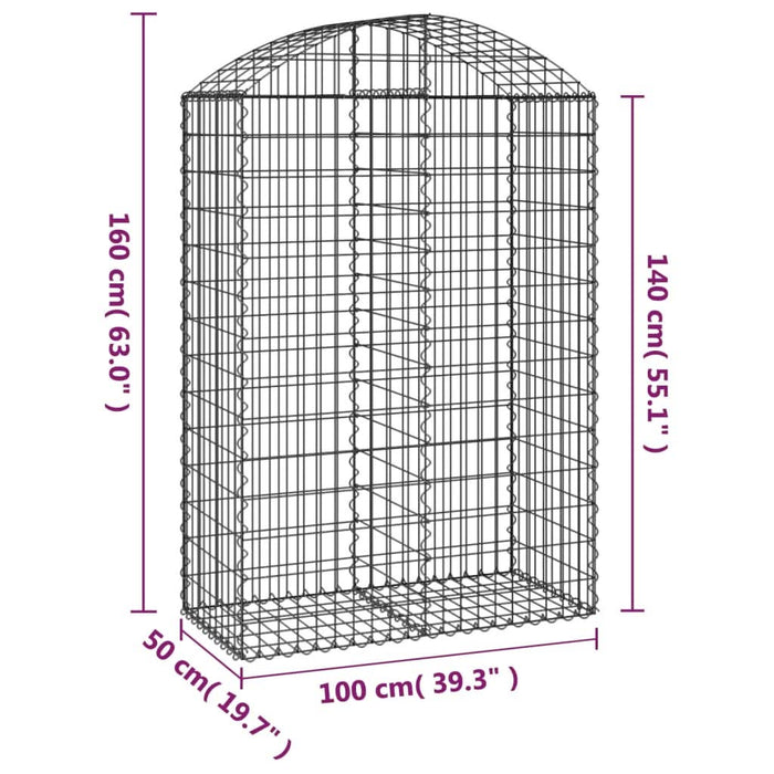 Coș gabion arcuit, 100x50x140/160 cm, fier galvanizat - WALTI WALTI