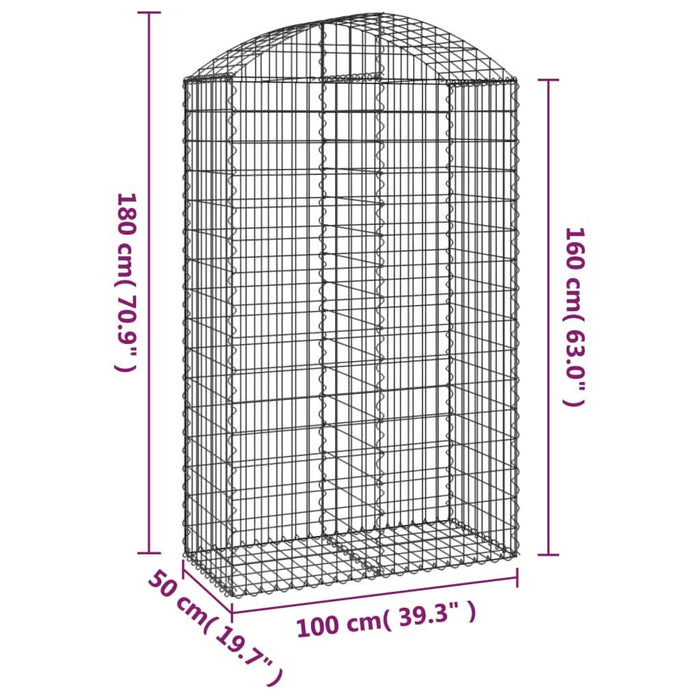 Coș gabion arcuit, 100x50x160/180 cm, fier galvanizat - WALTI WALTI