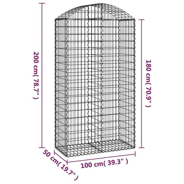 Coș gabion arcuit, 100x50x180/200 cm, fier galvanizat - WALTI WALTI