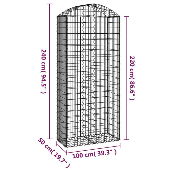 Coș gabion arcuit, 100x50x220/240 cm, fier galvanizat - WALTI WALTI