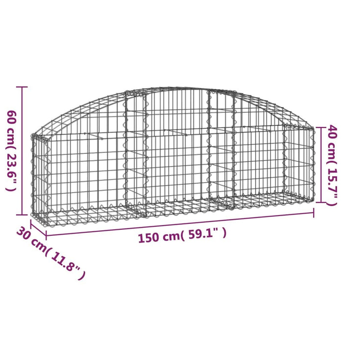 Coș gabion arcuit, 150x30x40/60 cm, fier galvanizat - WALTI WALTI