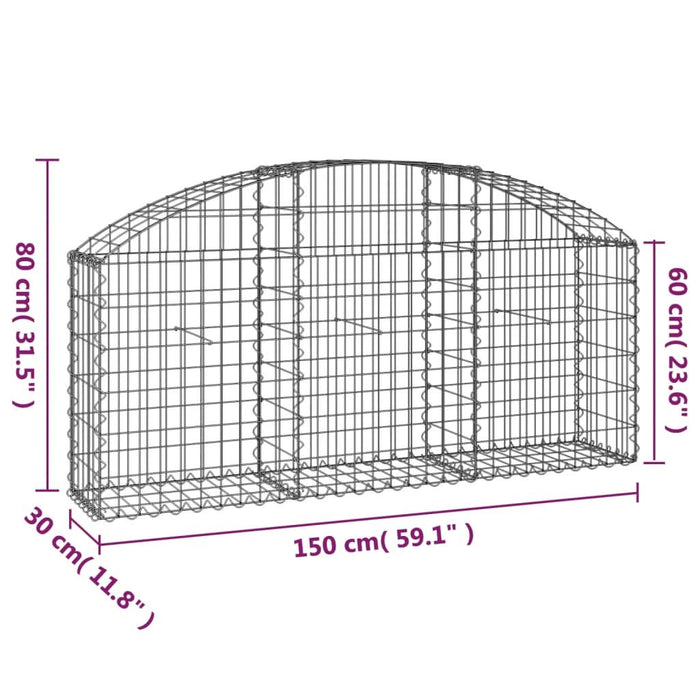 Coș gabion arcuit, 150x30x60/80 cm, fier galvanizat - WALTI WALTI