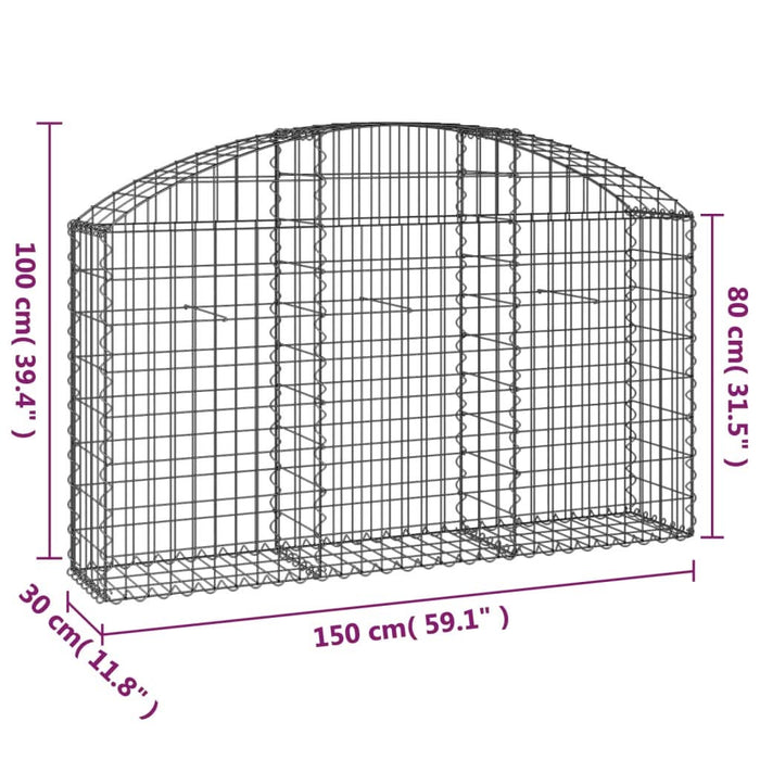 Coș gabion arcuit, 150x30x80/100 cm, fier galvanizat - WALTI WALTI