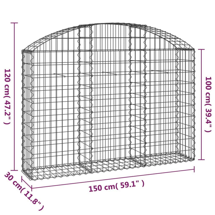 Coș gabion arcuit, 150x30x100/120 cm, fier galvanizat - WALTI WALTI