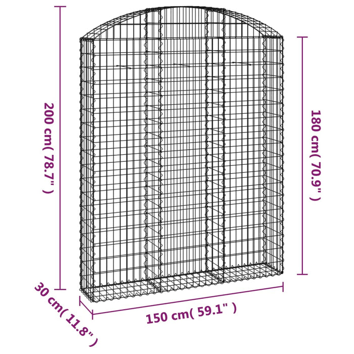 Coș gabion arcuit, 150x30x180/200 cm, fier galvanizat - WALTI WALTI
