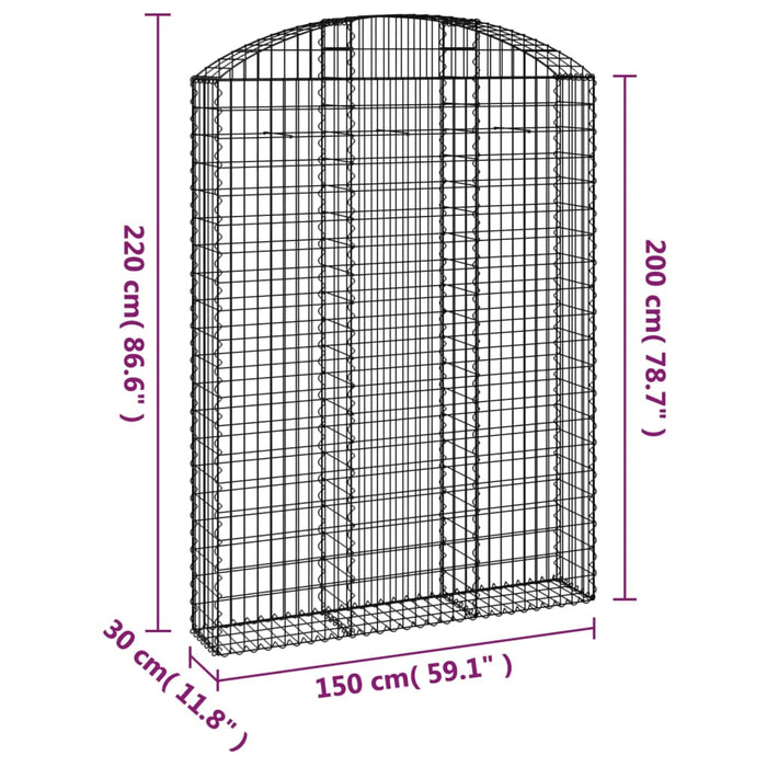 Coș gabion arcuit, 150x30x200/220 cm, fier galvanizat - WALTI WALTI