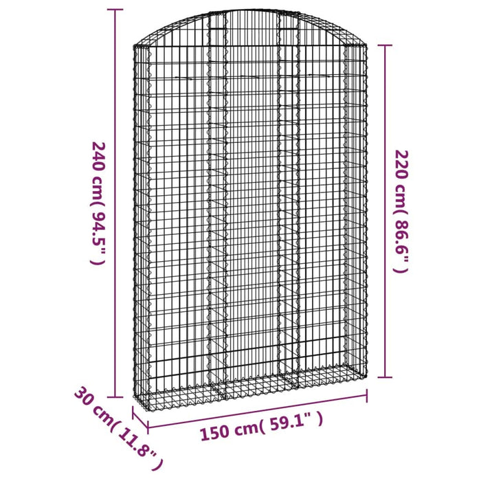 Coș gabion arcuit, 150x30x220/240 cm, fier galvanizat - WALTI WALTI