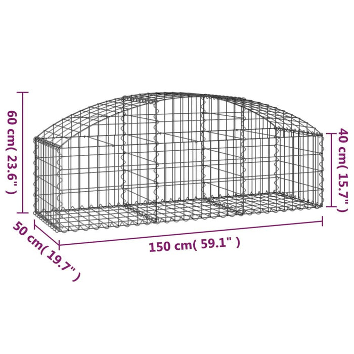 Coș gabion arcuit, 150x50x40/60 cm, fier galvanizat - WALTI WALTI