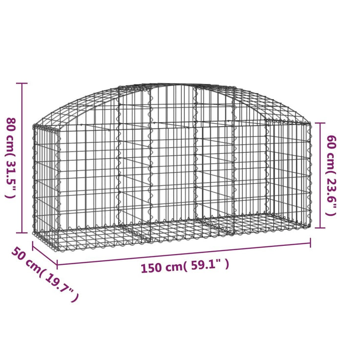 Coș gabion arcuit, 150x50x60/80 cm, fier galvanizat - WALTI WALTI